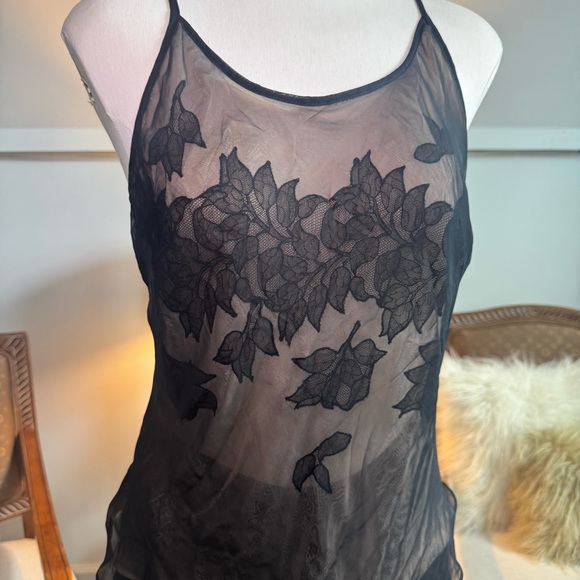 Vintage 90s Victoria’s Secret Floral Black Mesh Cami Top & Bottoms, Fairy Grunge - Picture 2 of 11